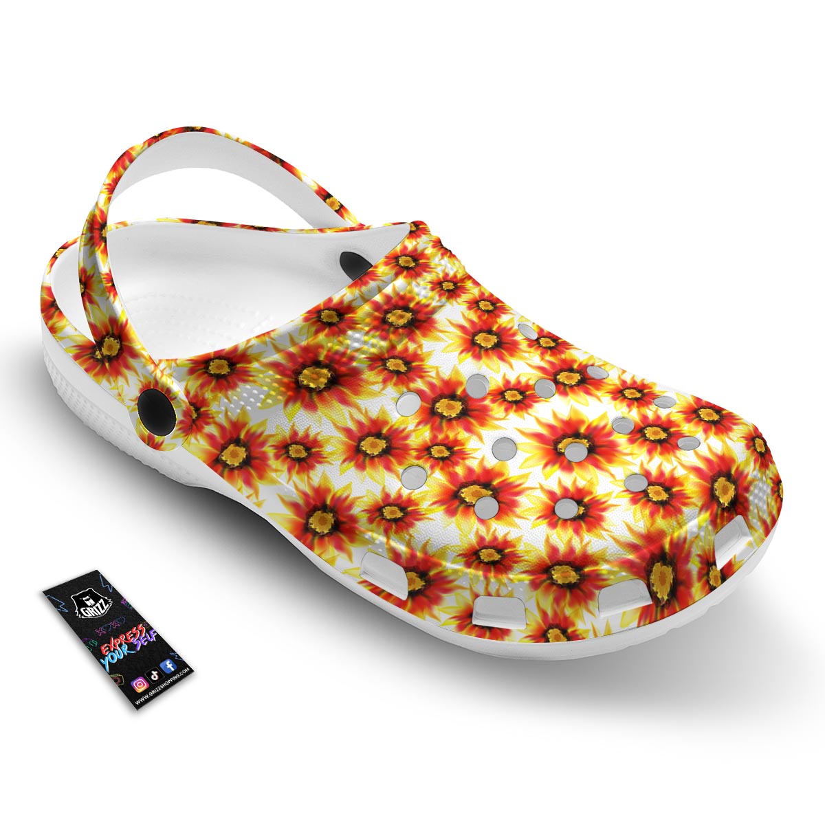 Sunflower Red Autumn Print Pattern Clog-grizzshop