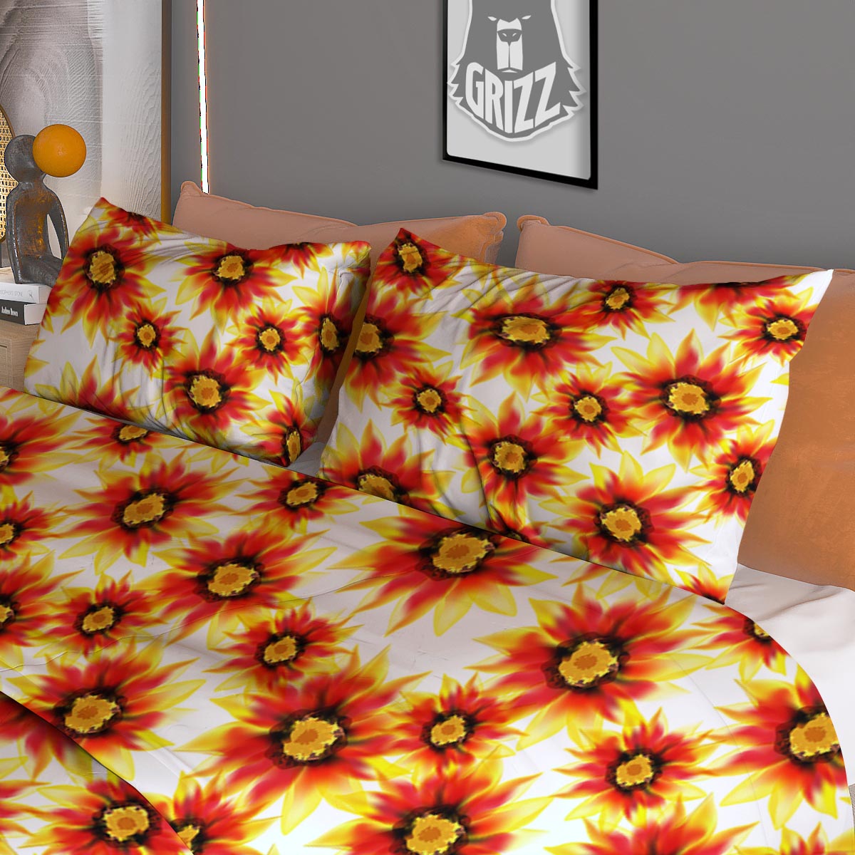 Tattersall White Print Pattern Duvet Cover Bedding Set