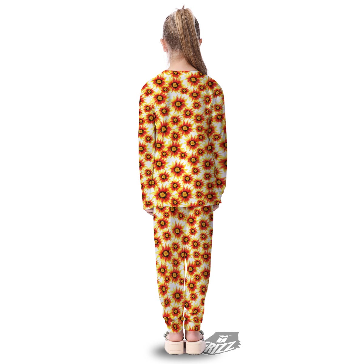 Sunflower Red Autumn Print Pattern Kid's Pajamas-grizzshop