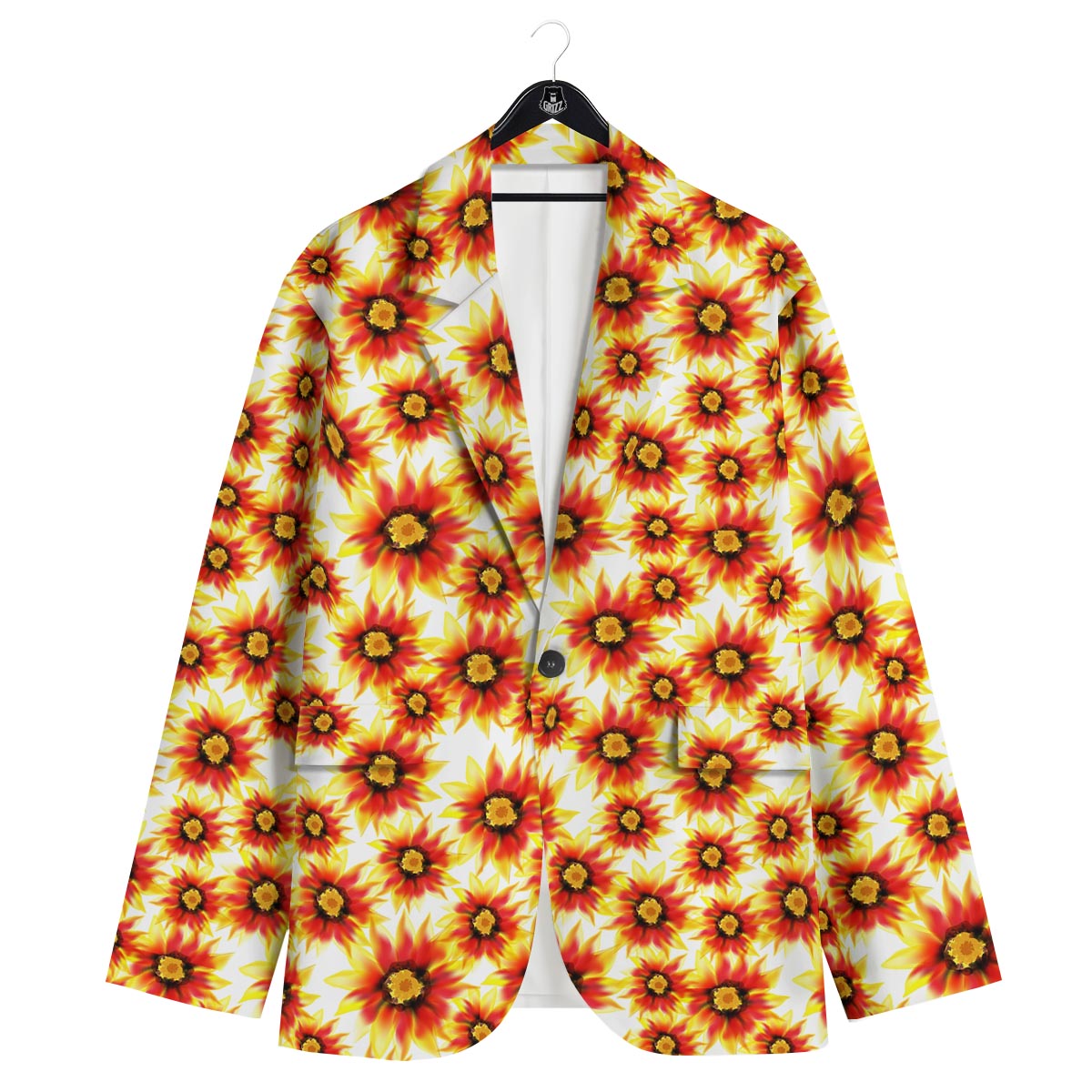 Sunflower Red Autumn Print Pattern Men's Sport Coat-grizzshop