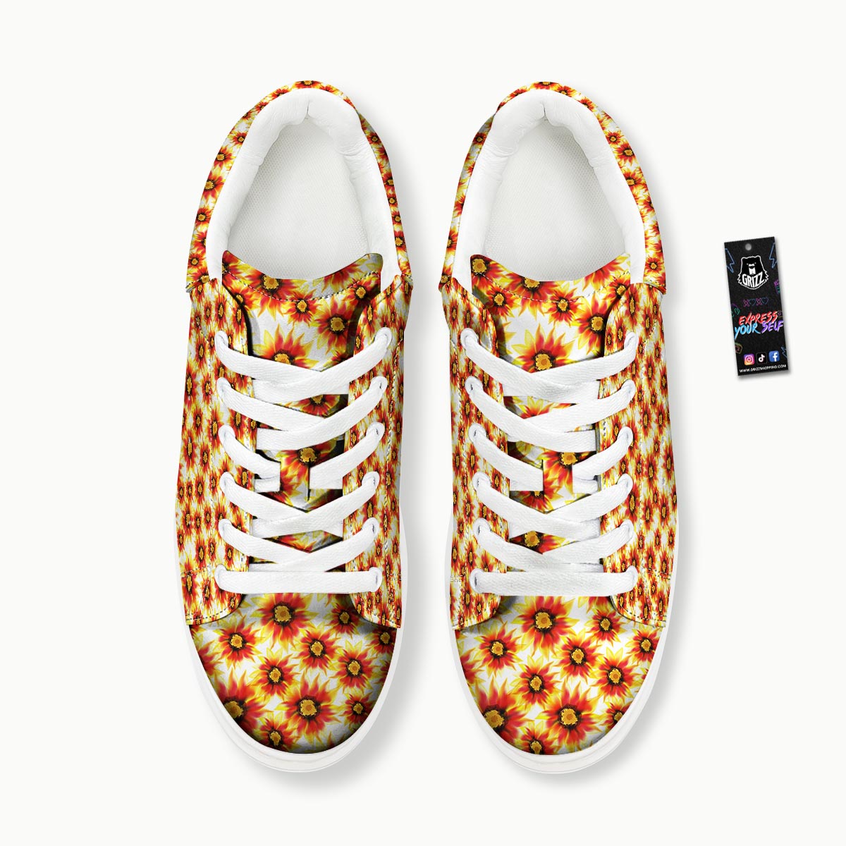Sunflower Red Autumn Print Pattern Platform Shoes-grizzshop
