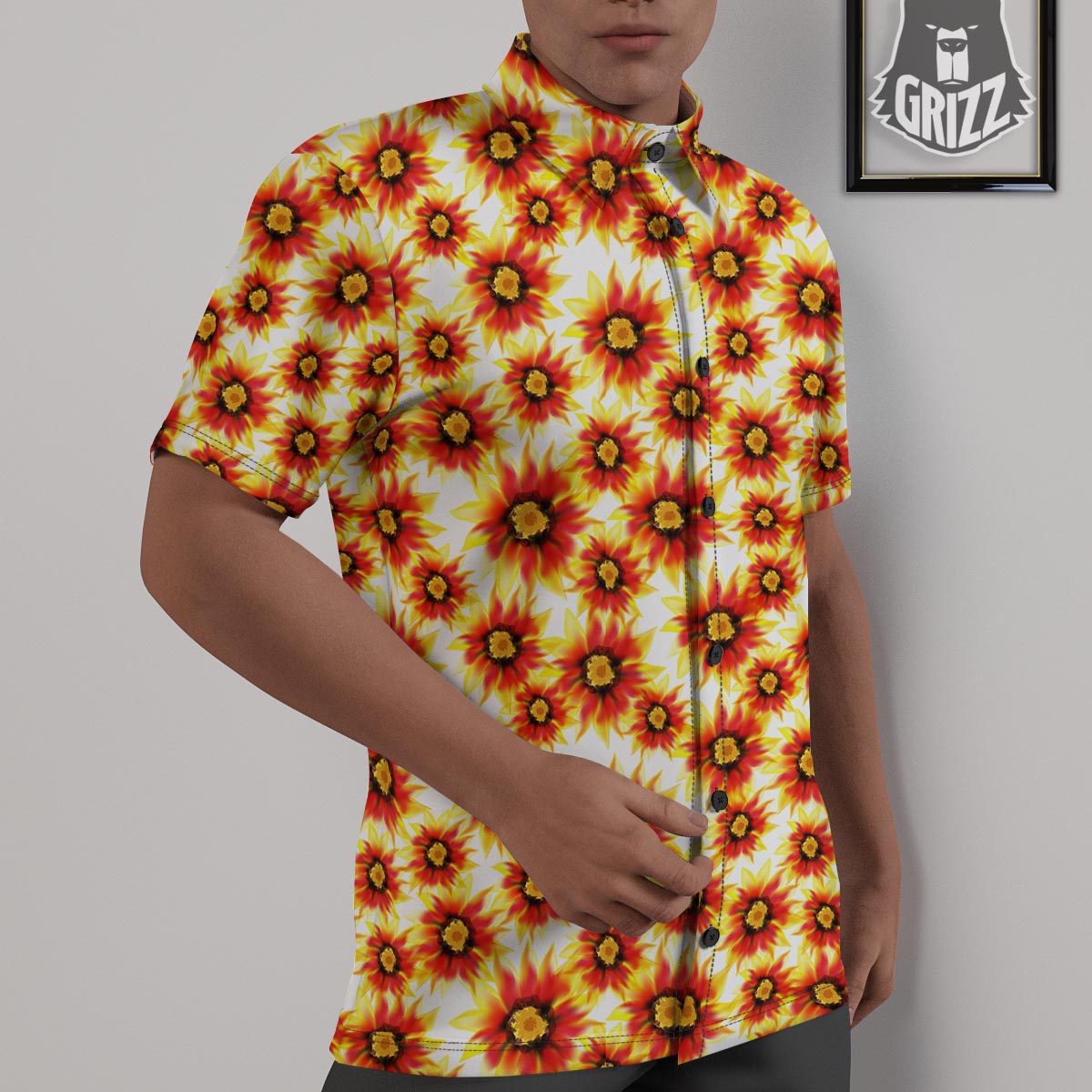 Sunflower Red Autumn Print Pattern Untucked Shirts-grizzshop