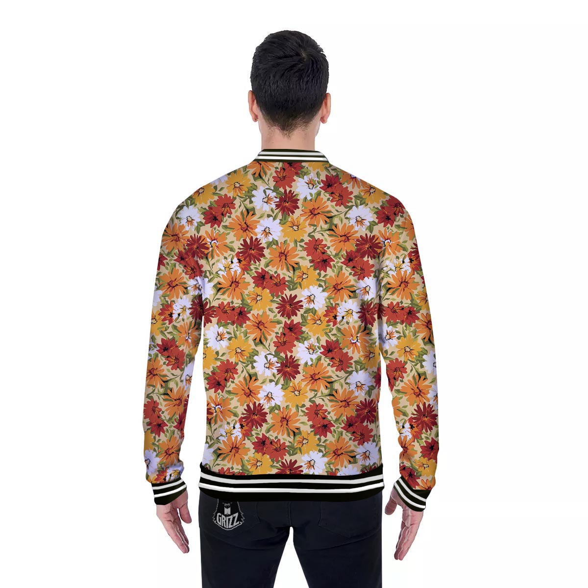 Sunflower Red Print Pattern Baseball Jacket-grizzshop