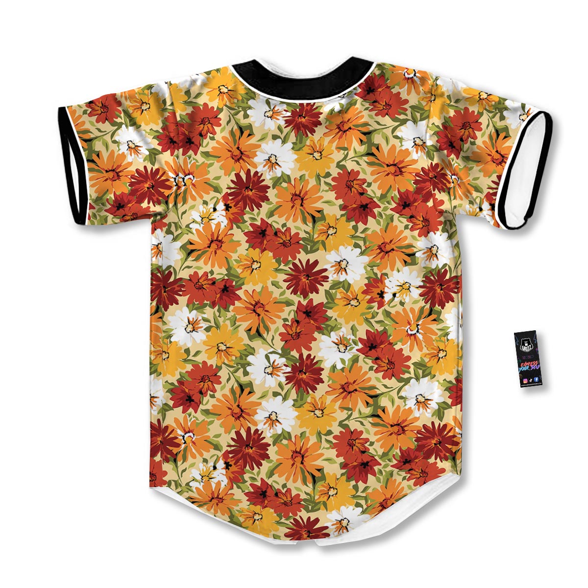 Sunflower Red Print Pattern Baseball Jersey-grizzshop
