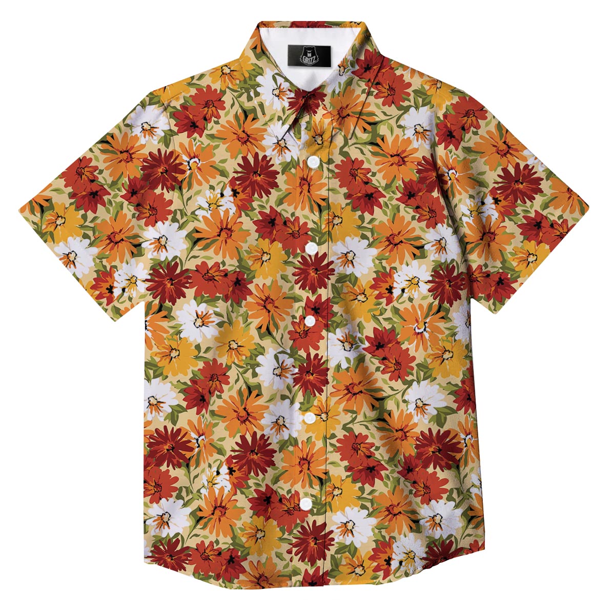 Sunflower Red Print Pattern Button Up Shirt-grizzshop