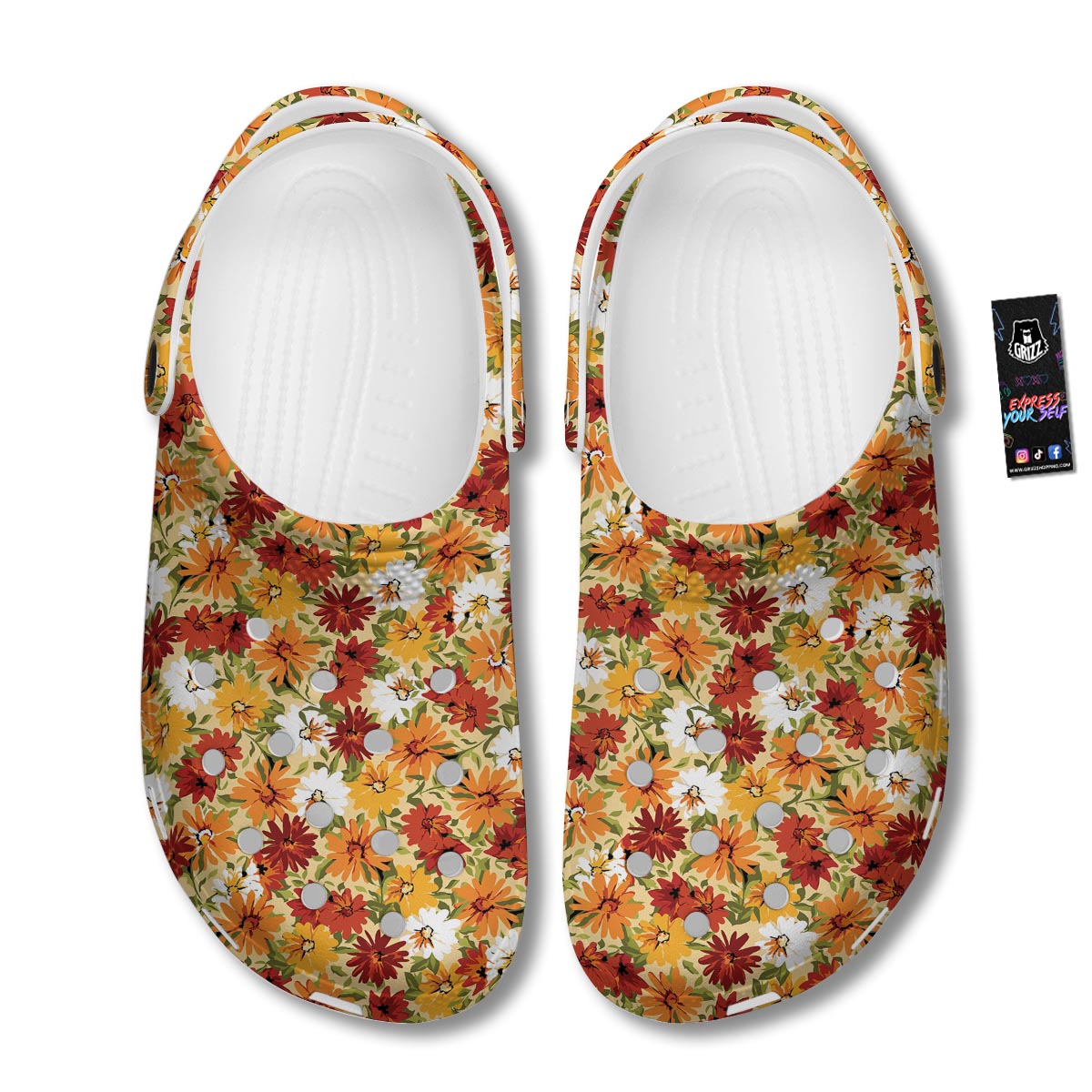 Sunflower Red Print Pattern Clog-grizzshop