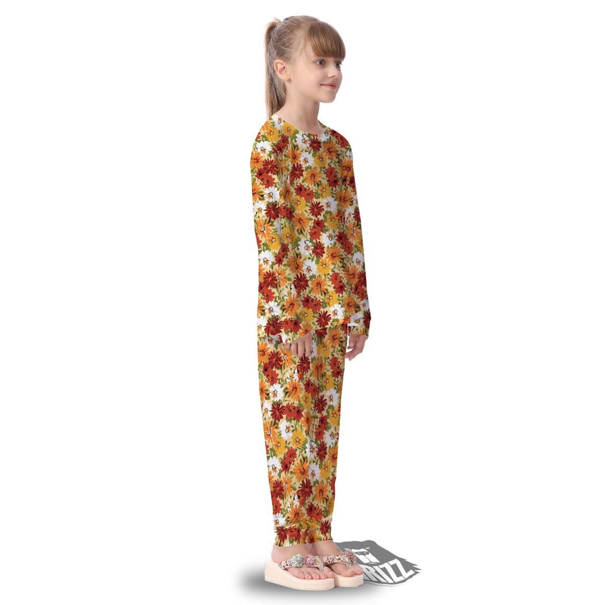 Sunflower Red Print Pattern Kid's Pajamas-grizzshop