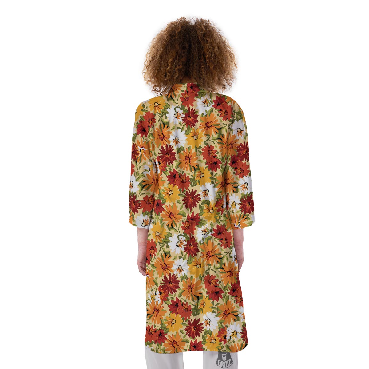 Sunflower Red Print Pattern Kimono-grizzshop
