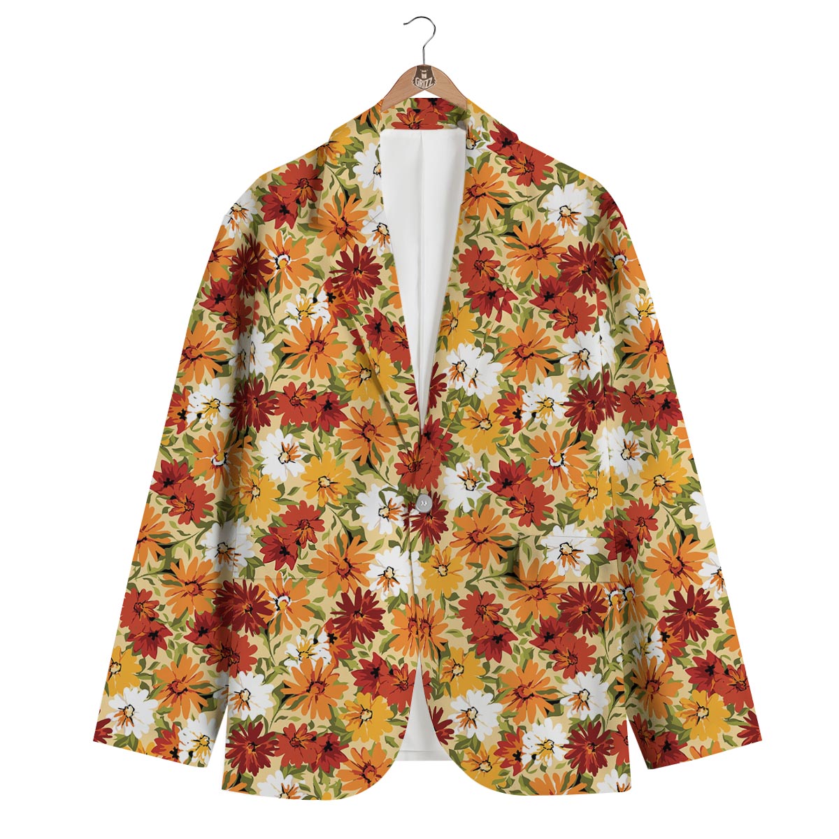 Sunflower Red Print Pattern Men's Blazer-grizzshop