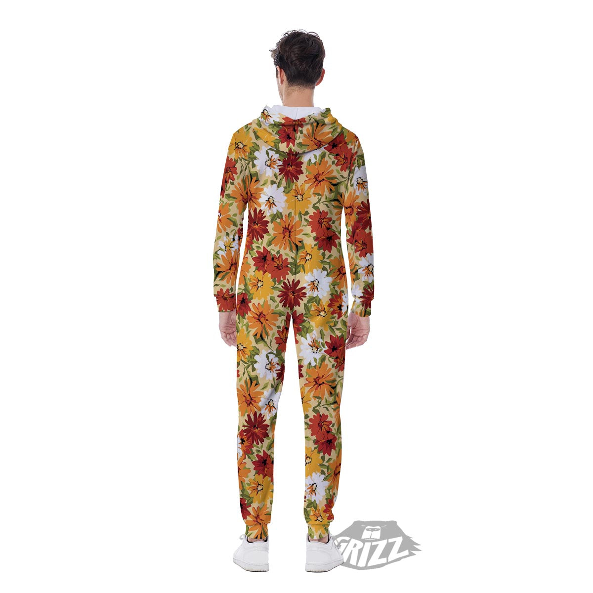 Sunflower Red Print Pattern Men's Jumpsuit-grizzshop