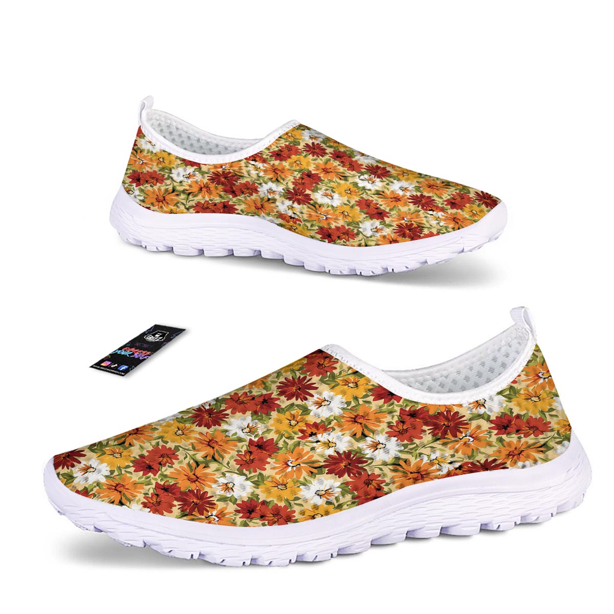 Sunflower Red Print Pattern Nurse Shoes-grizzshop