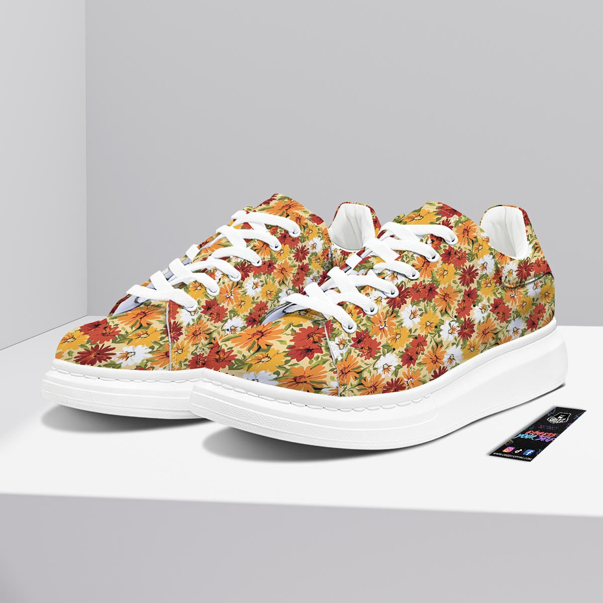 Sunflower Red Print Pattern Platform Shoes-grizzshop