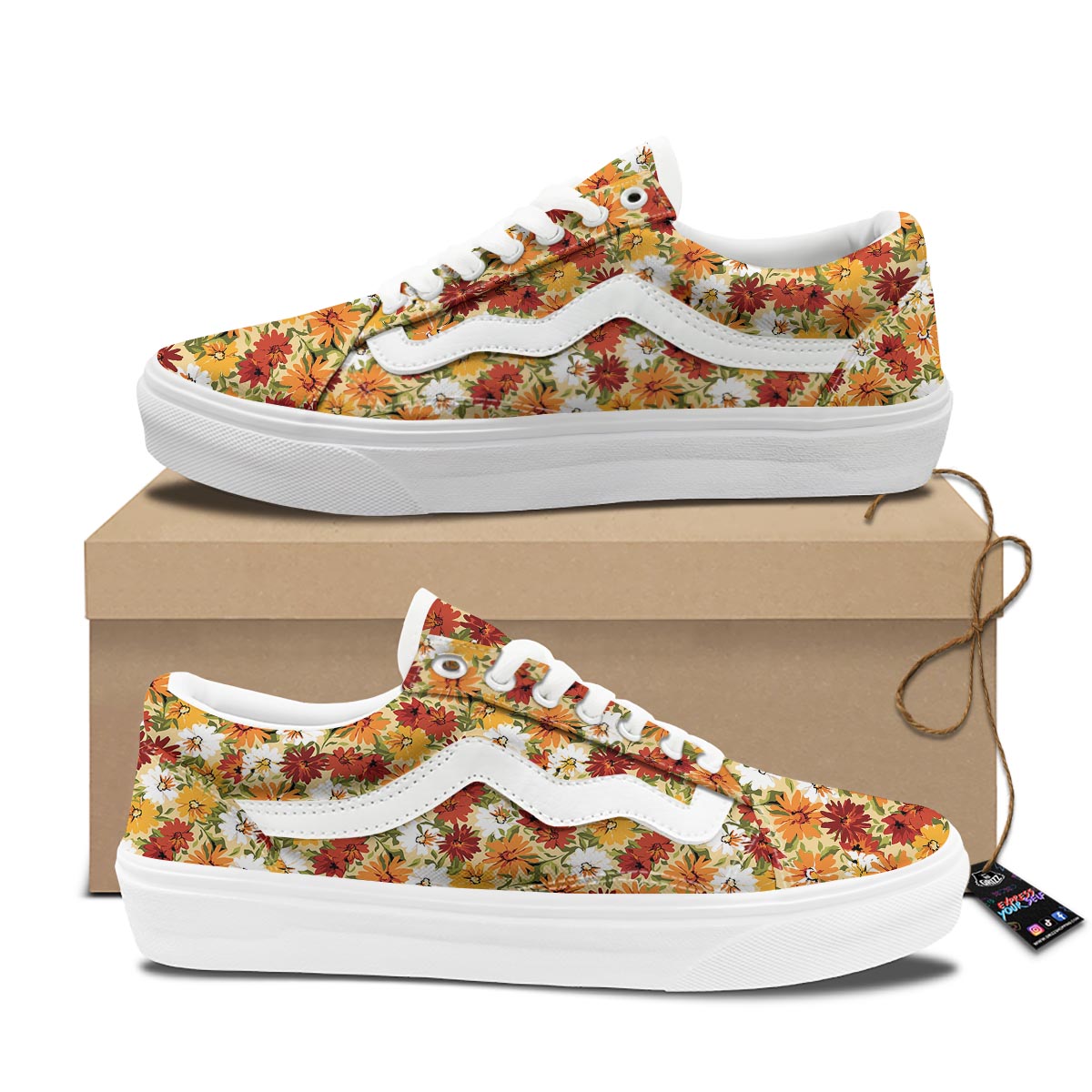 Sunflower Red Print Pattern Skate Shoes-grizzshop