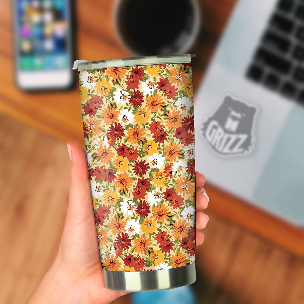 Sunflower Red Print Pattern Tumbler-grizzshop