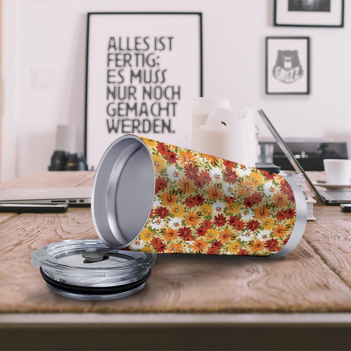 Sunflower Red Print Pattern Tumbler-grizzshop