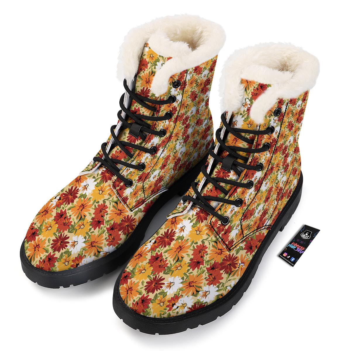 Sunflower Red Print Pattern Winter Boots-grizzshop