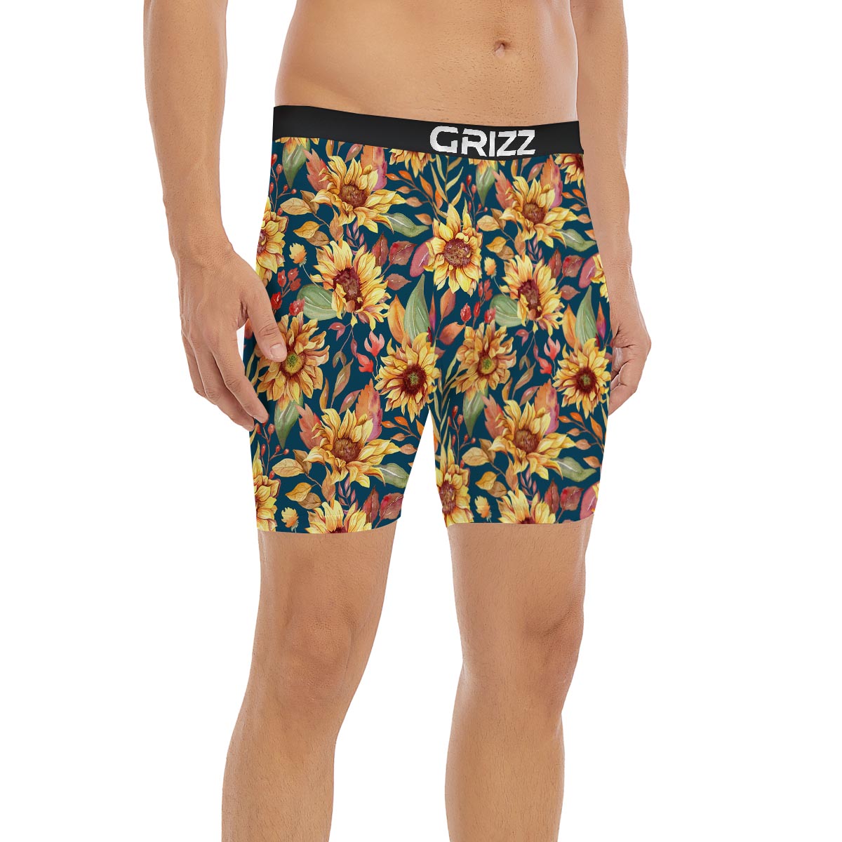 Sunflower Sage Watercolor Print Pattern Boxer Briefs-grizzshop