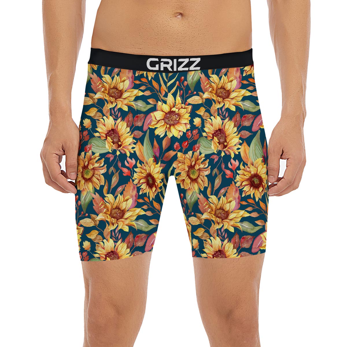 Sunflower Sage Watercolor Print Pattern Boxer Briefs-grizzshop