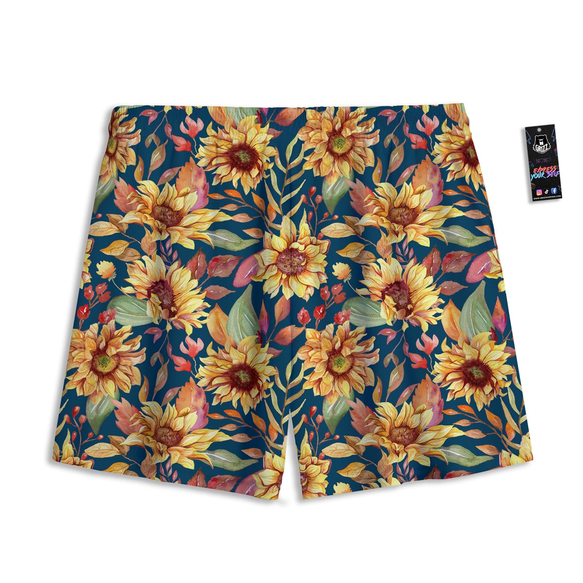 Sunflower Sage Watercolor Print Pattern Mesh Shorts