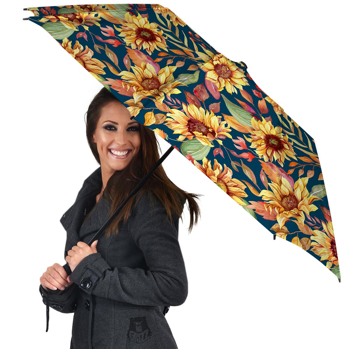 Sunflower Sage Watercolor Print Pattern Umbrella-grizzshop