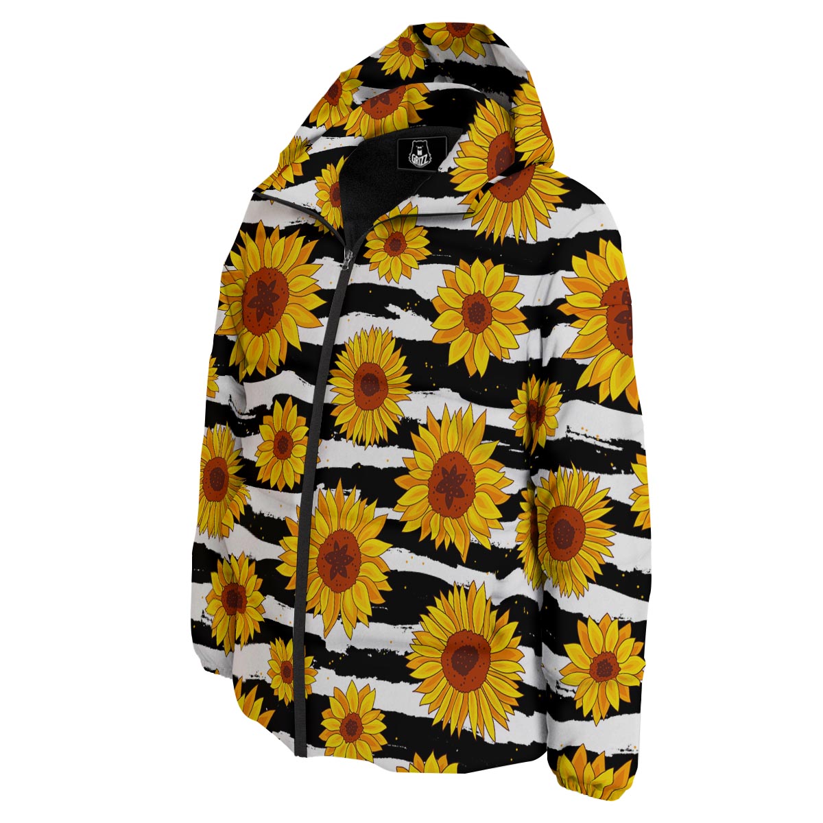 Sunflower Stripe Print Pattern Down Jacket-grizzshop