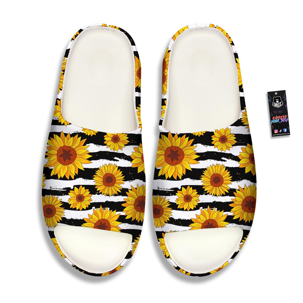 Sunflower Stripe Print Pattern Sandals-grizzshop