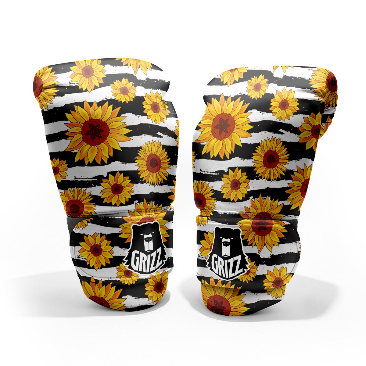 Sunflower Stripe Print Pattern Pro Boxing Glove