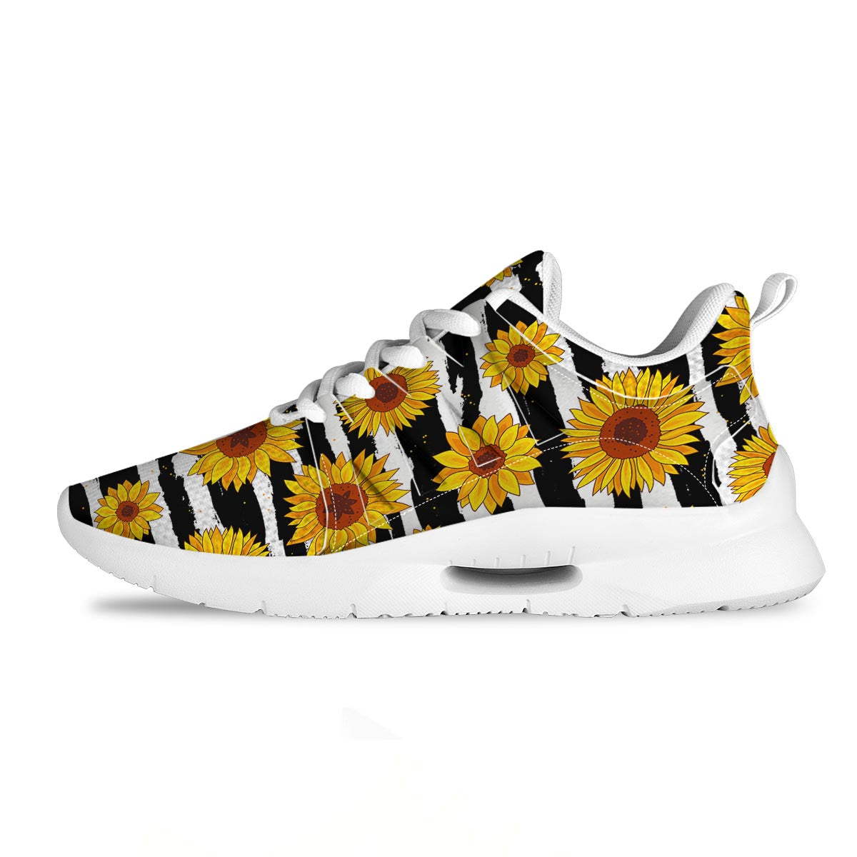 Sunflower Stripe Print Pattern Tennis Shoes-grizzshop