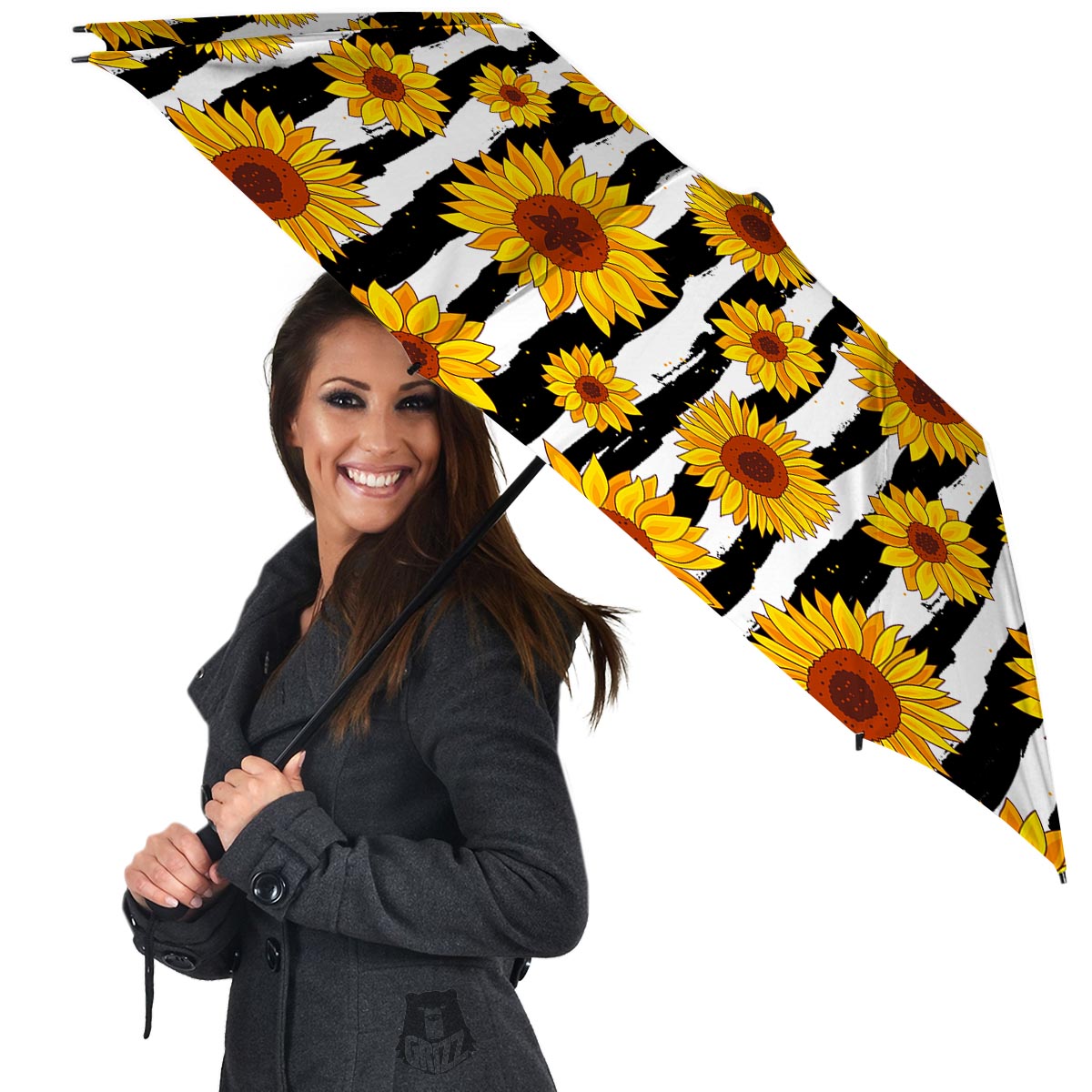 Sunflower Stripe Print Pattern Umbrella-grizzshop
