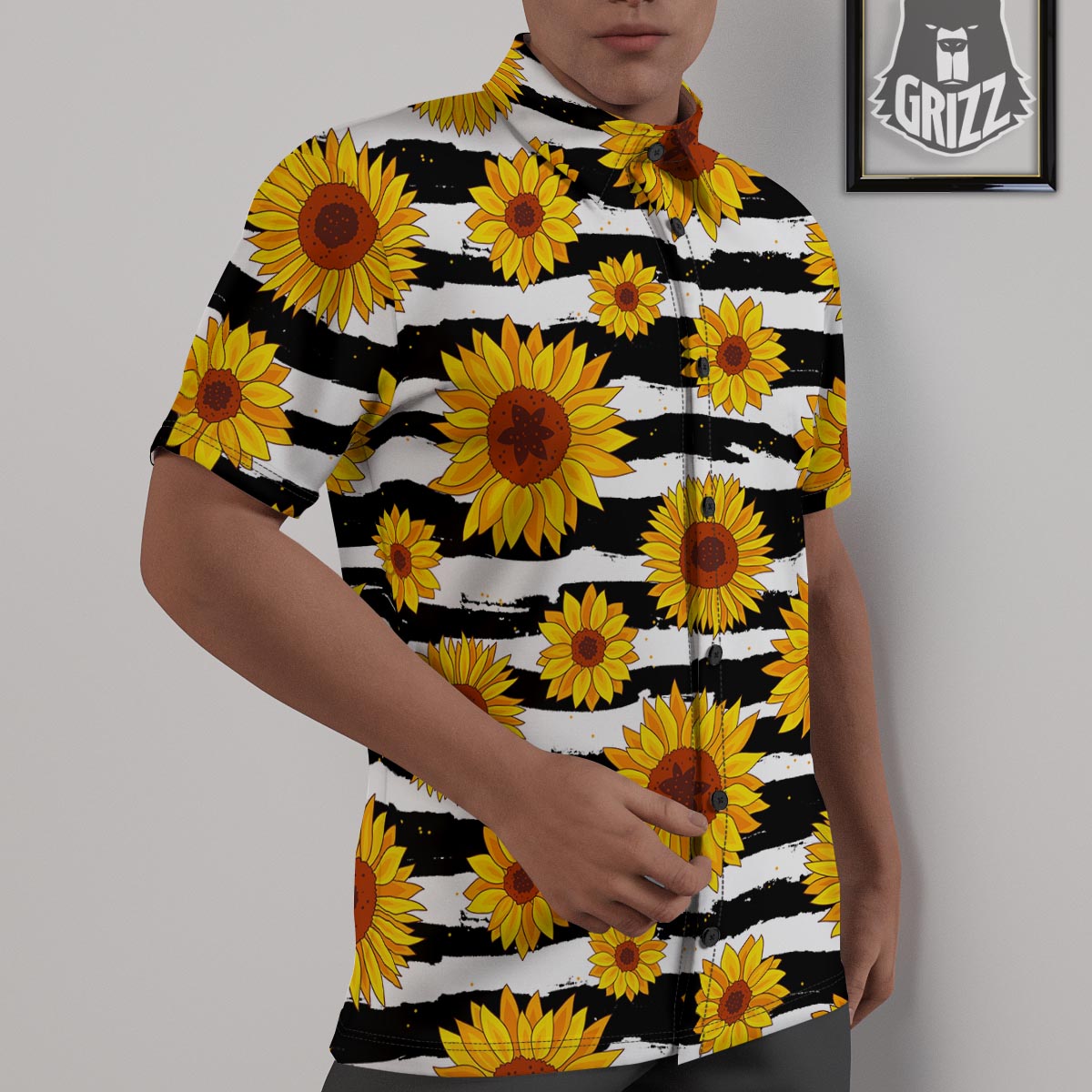 Sunflower Stripe Print Pattern Untucked Shirts-grizzshop