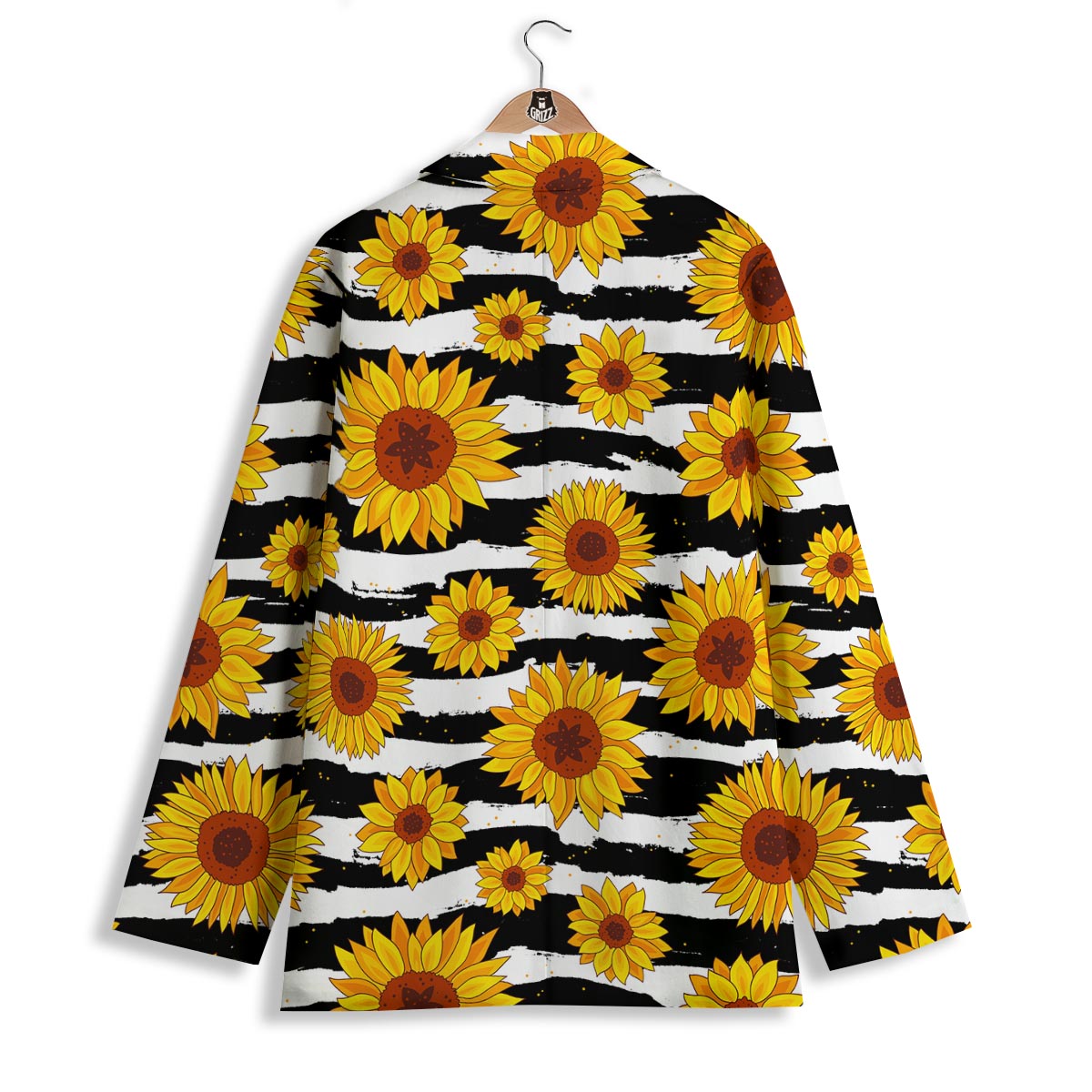 Sunflower Stripe Print Pattern Women's Blazer-grizzshop