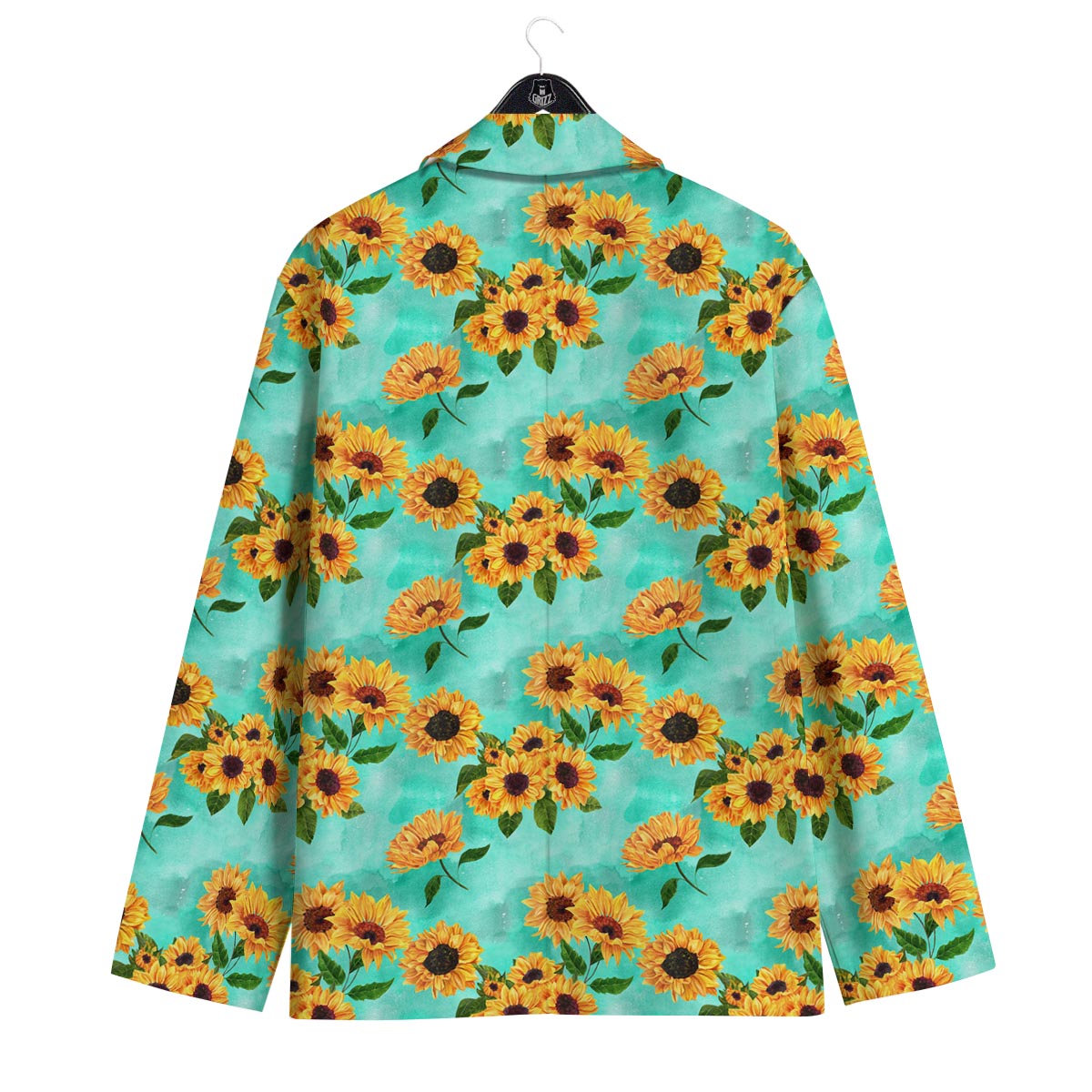 Sunflower Teal Watercolor Print Pattern Men's Sport Coat-grizzshop