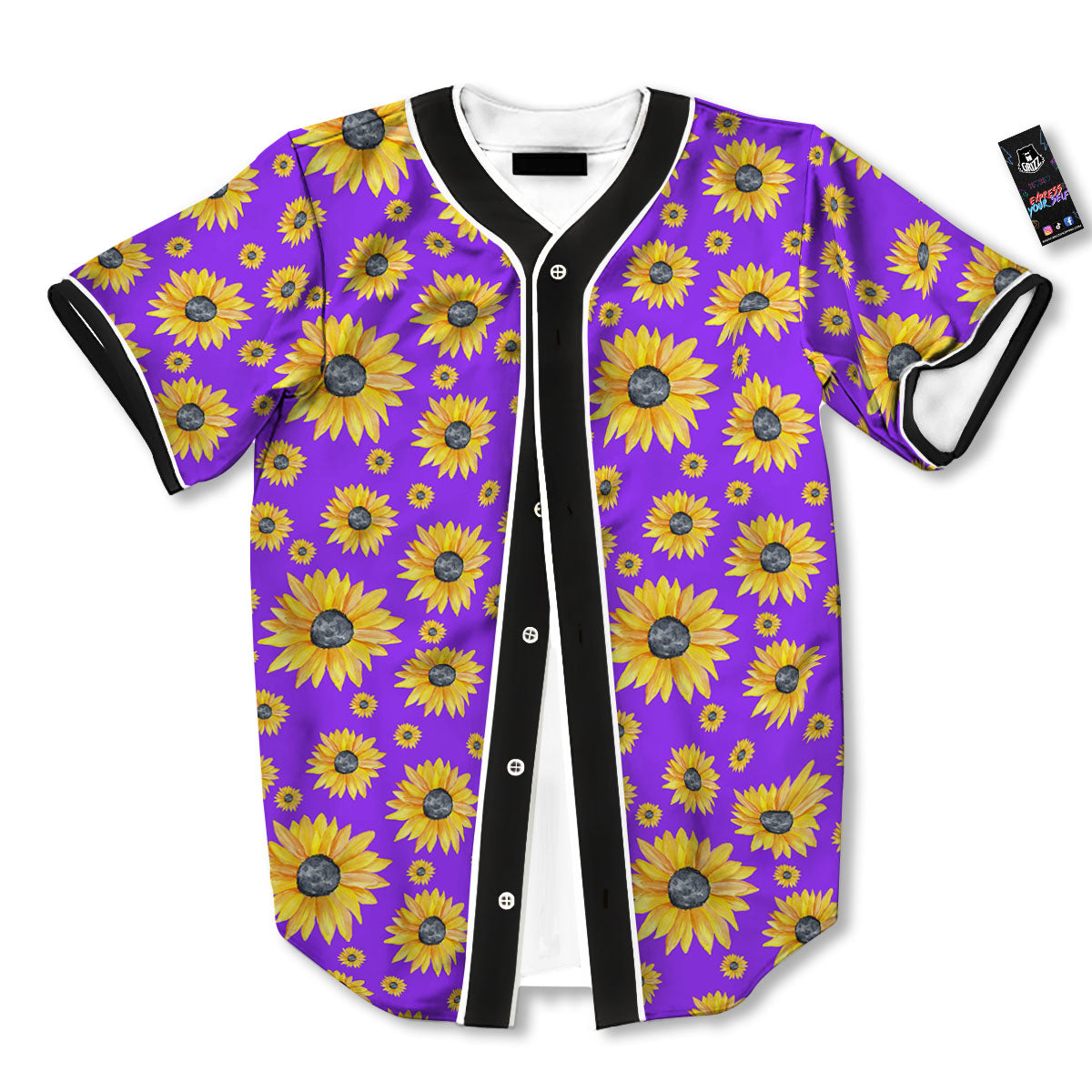 Sunflower Trippy Purple Print Pattern Baseball Jersey-grizzshop