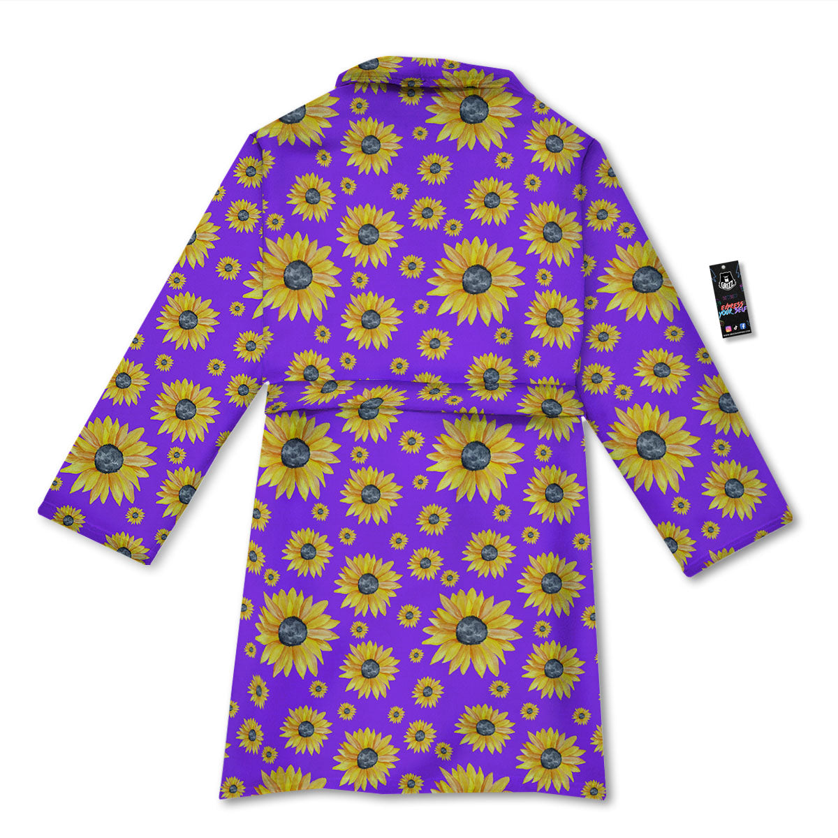 Sunflower Trippy Purple Print Pattern Bathrobe-grizzshop