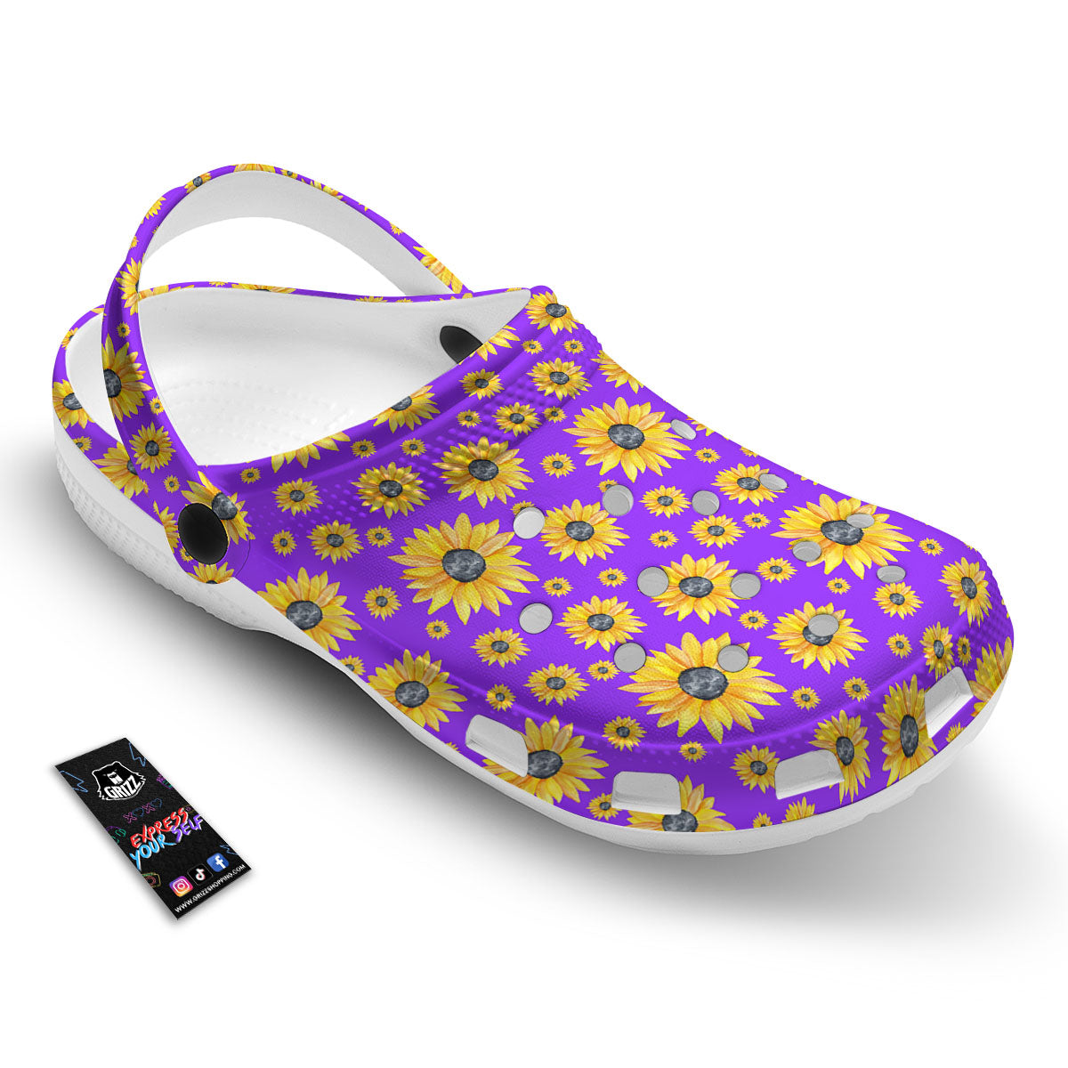 Sunflower Trippy Purple Print Pattern Clog-grizzshop