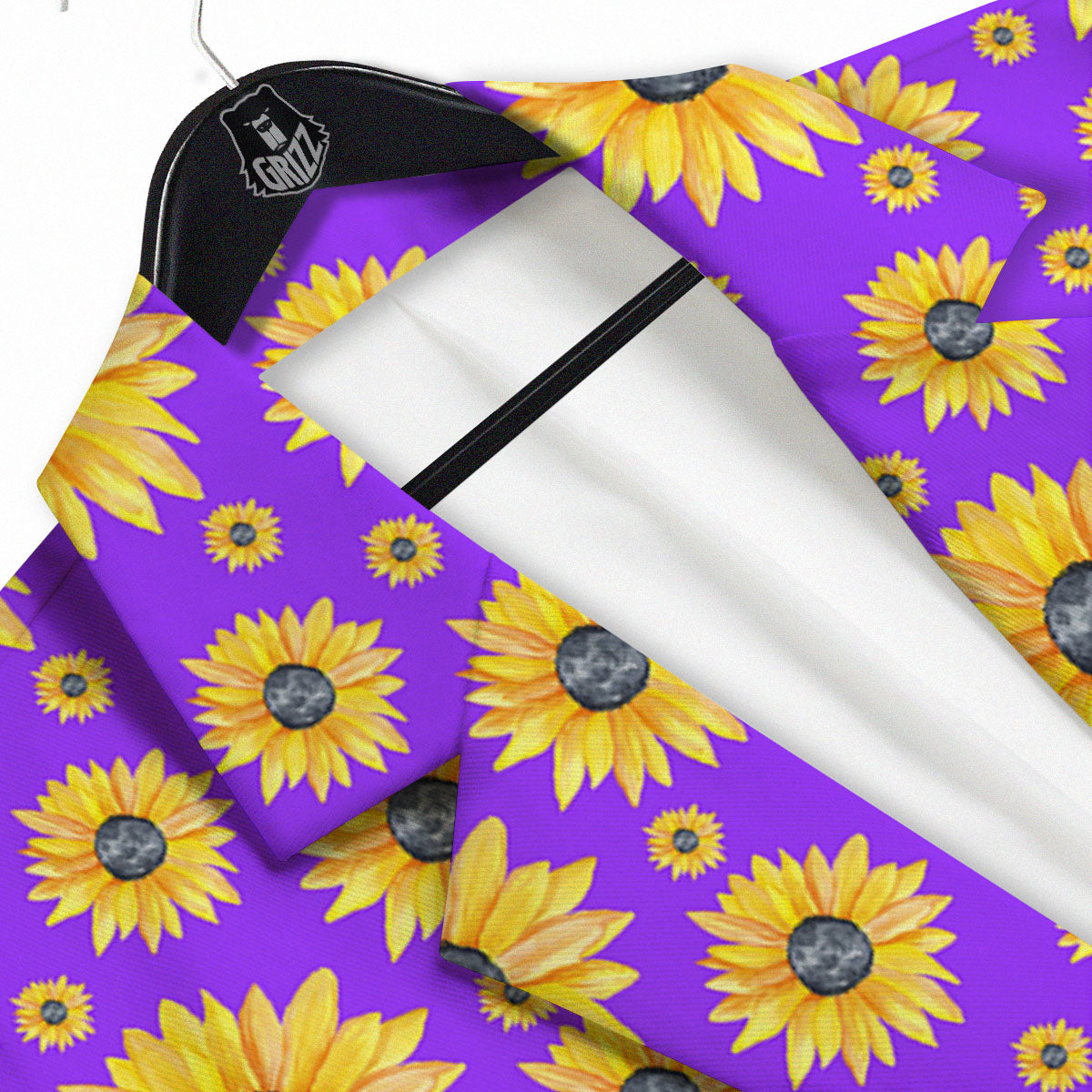Sunflower Trippy Purple Print Pattern Men's Sport Coat-grizzshop