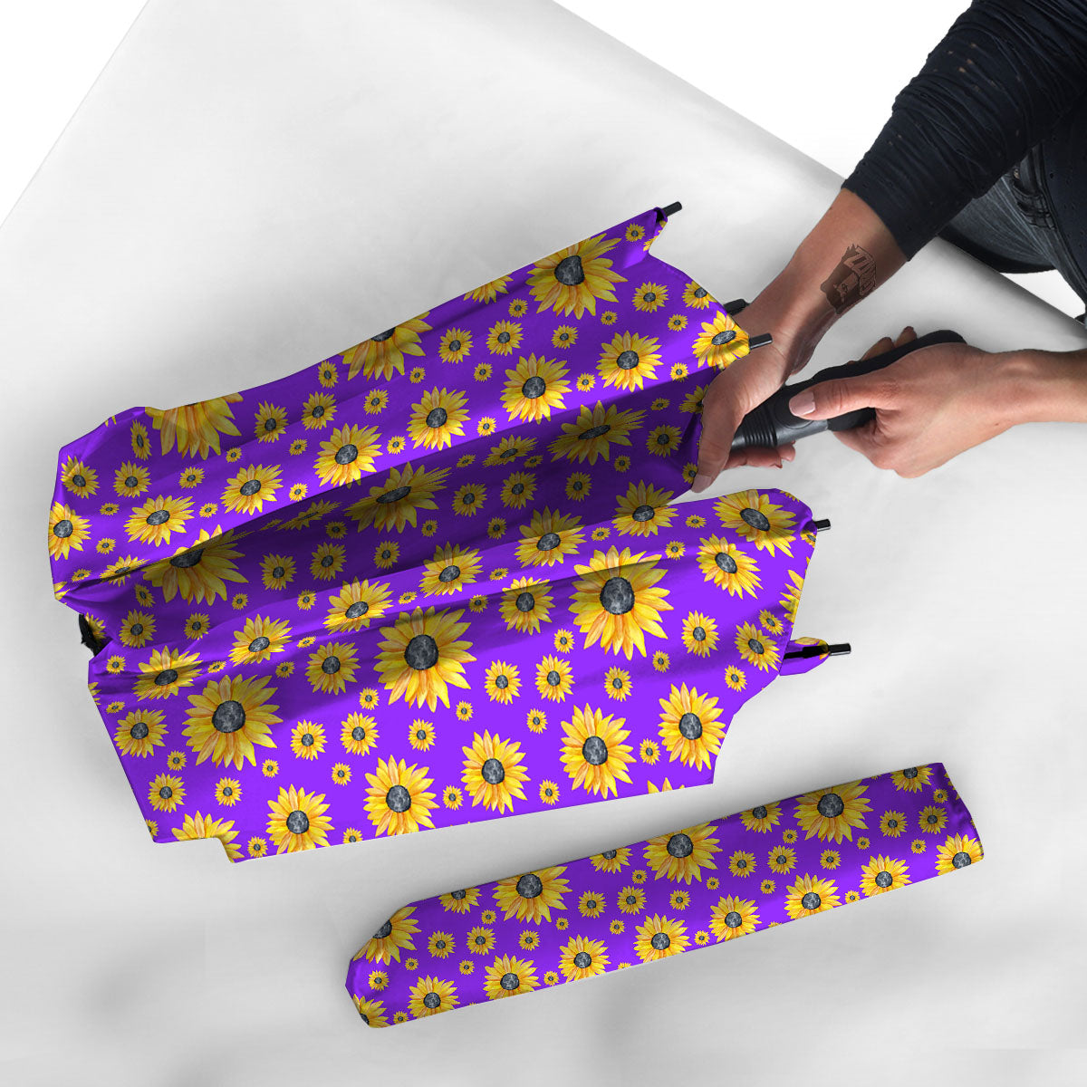 Sunflower Trippy Purple Print Pattern Umbrella-grizzshop