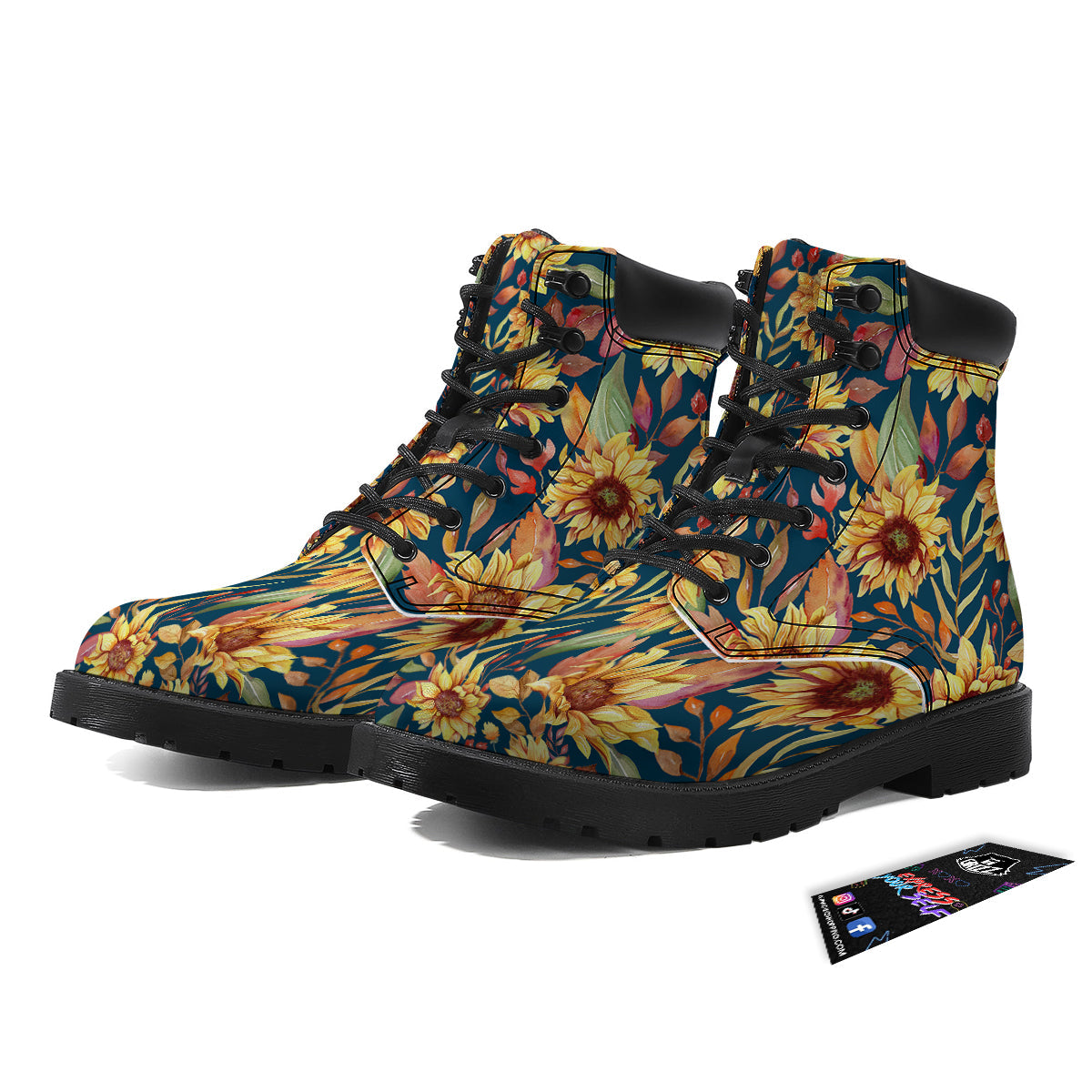 Sunflower Vintage Print Pattern Boots-grizzshop