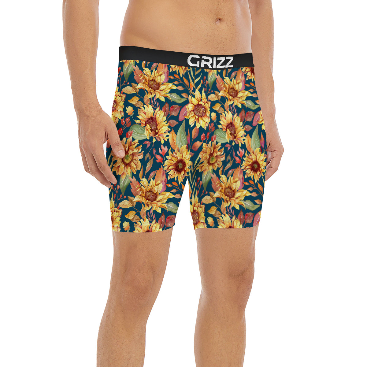 Sunflower Vintage Print Pattern Boxer Briefs-grizzshop