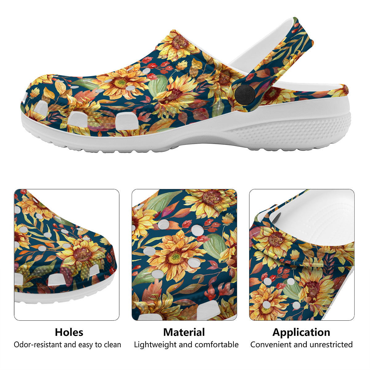 Sunflower Vintage Print Pattern Clog-grizzshop