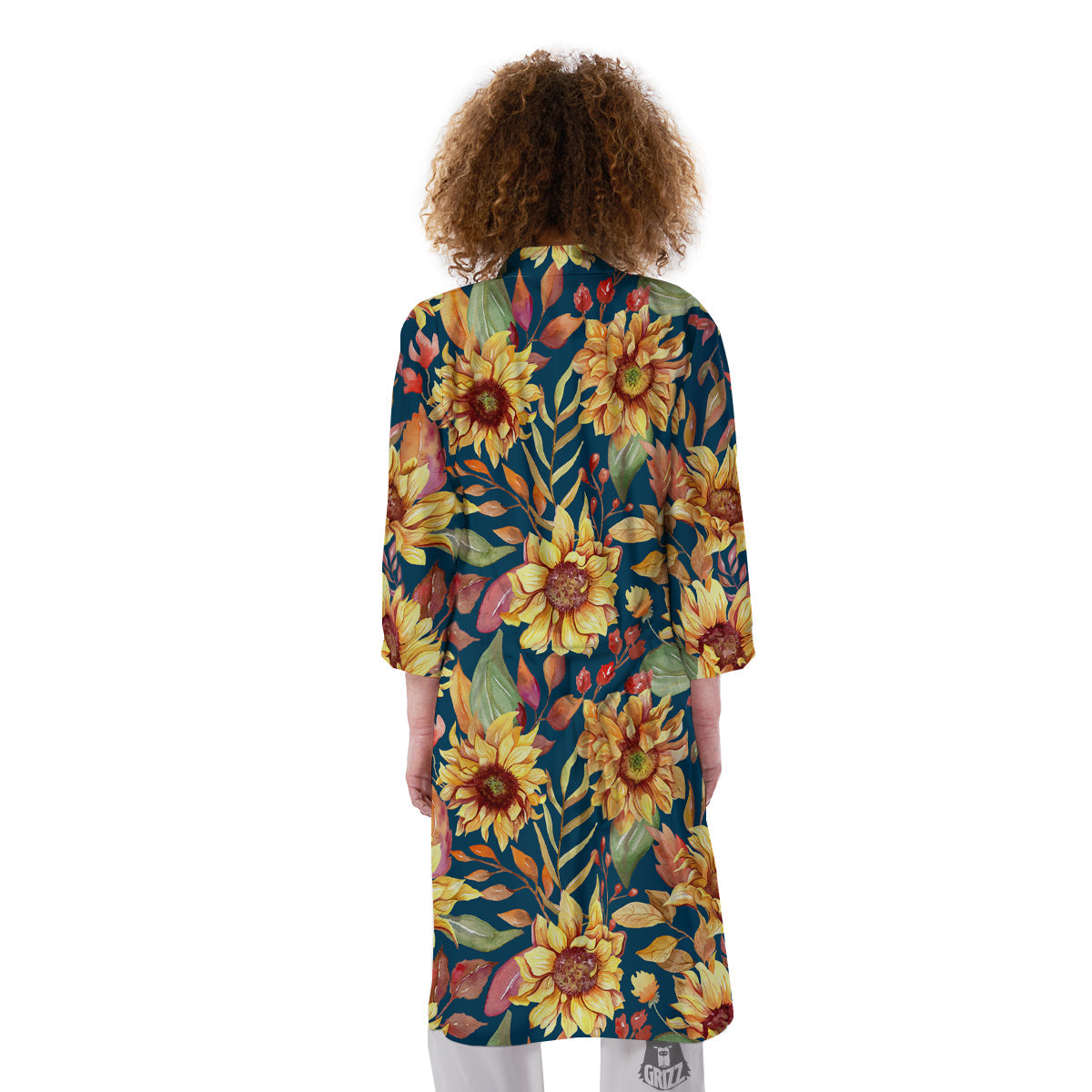 Sunflower Vintage Print Pattern Kimono-grizzshop