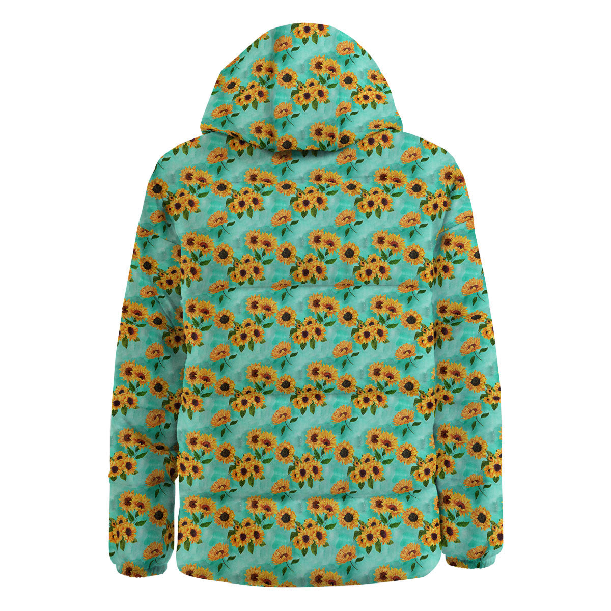Sunflower Watercolor Blue Print Pattern Down Jacket-grizzshop