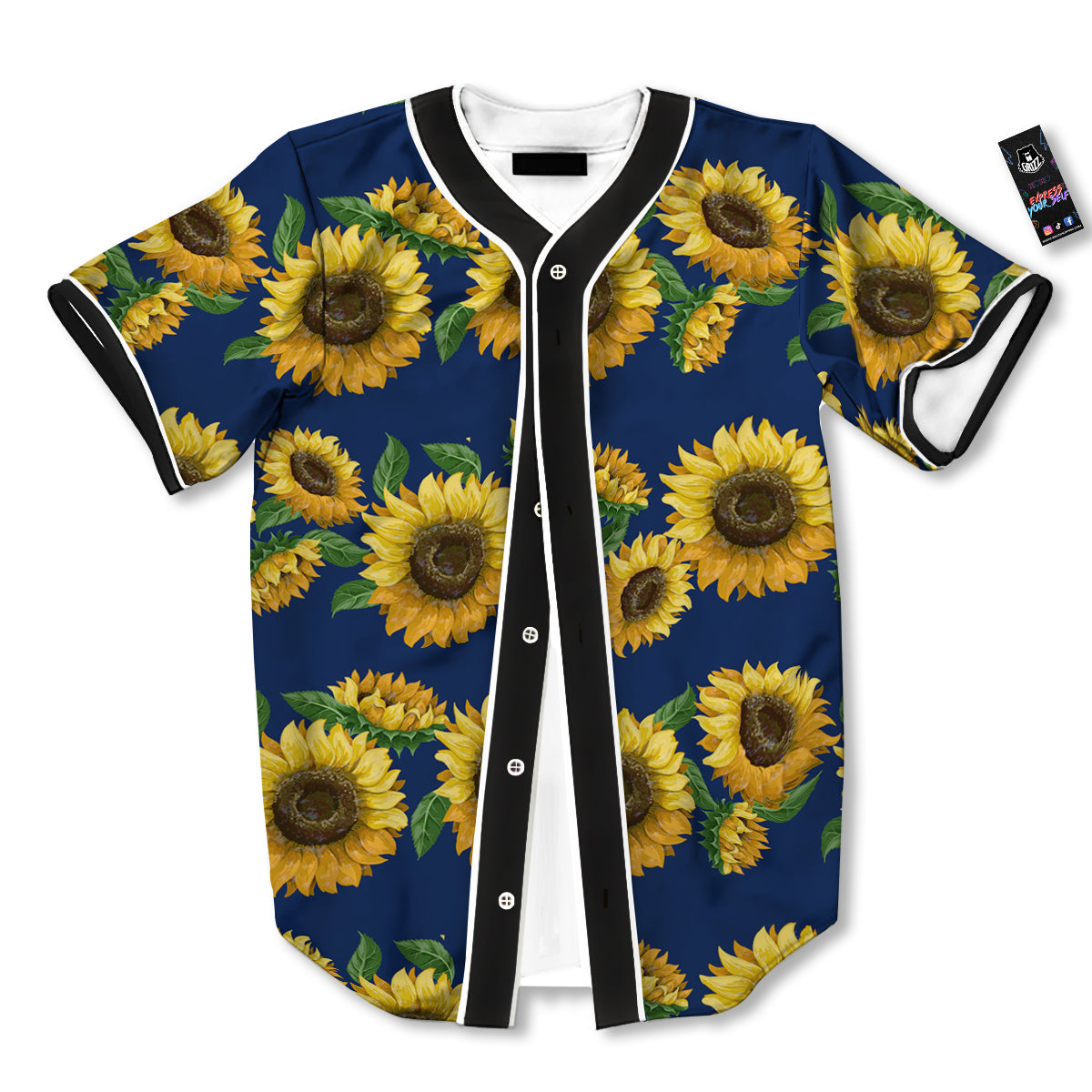 Sunflower Watercolor Print Pattern Baseball Jersey-grizzshop