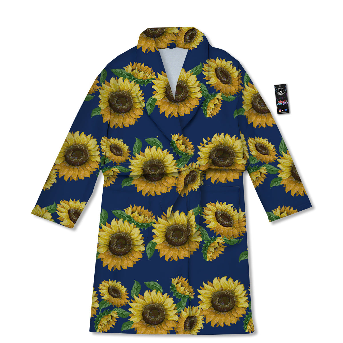 Sunflower Watercolor Print Pattern Bathrobe-grizzshop