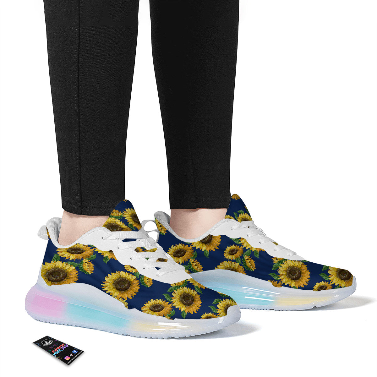 Sunflower Watercolor Print Pattern Running Sneakers-grizzshop