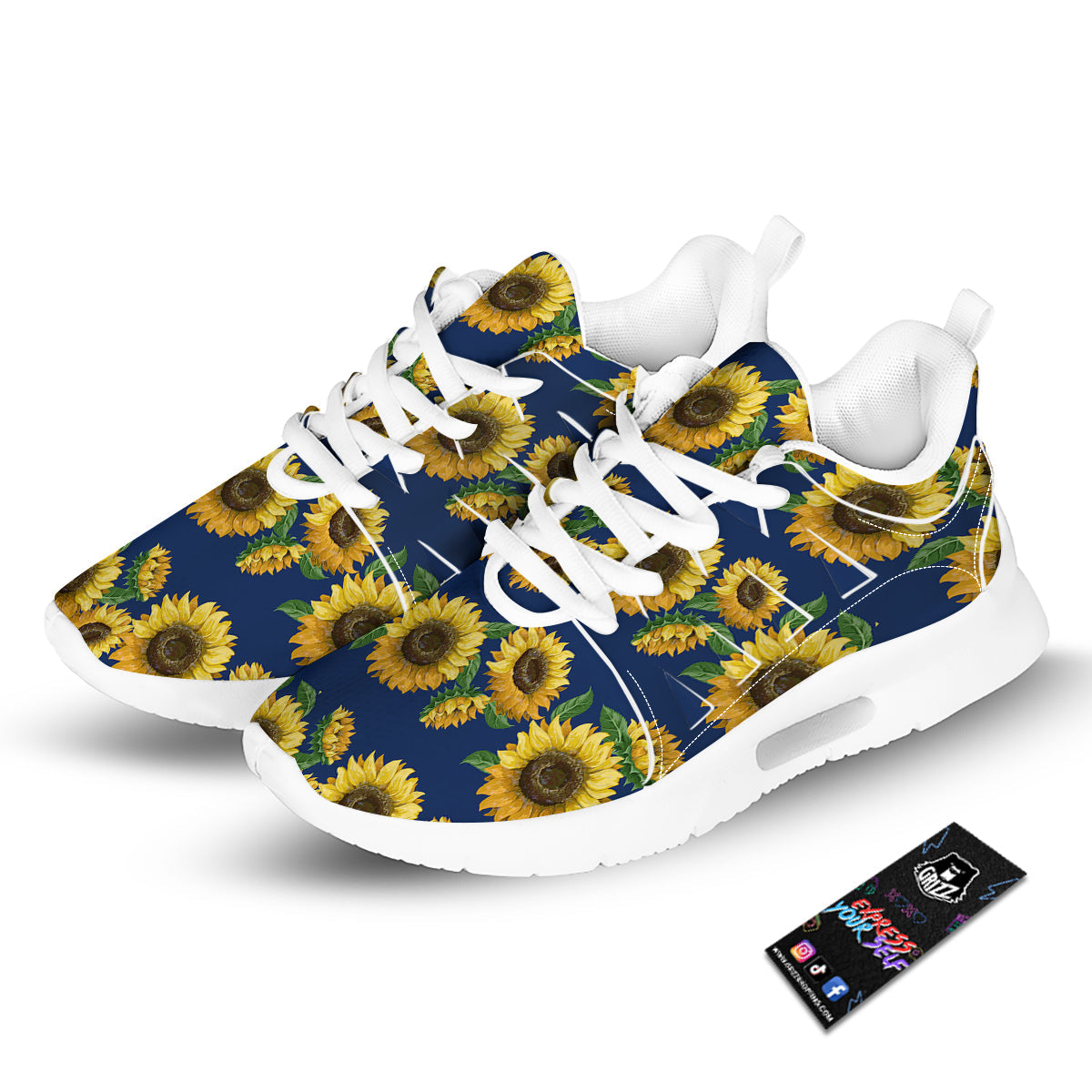Sunflower Watercolor Print Pattern Tennis Shoes-grizzshop