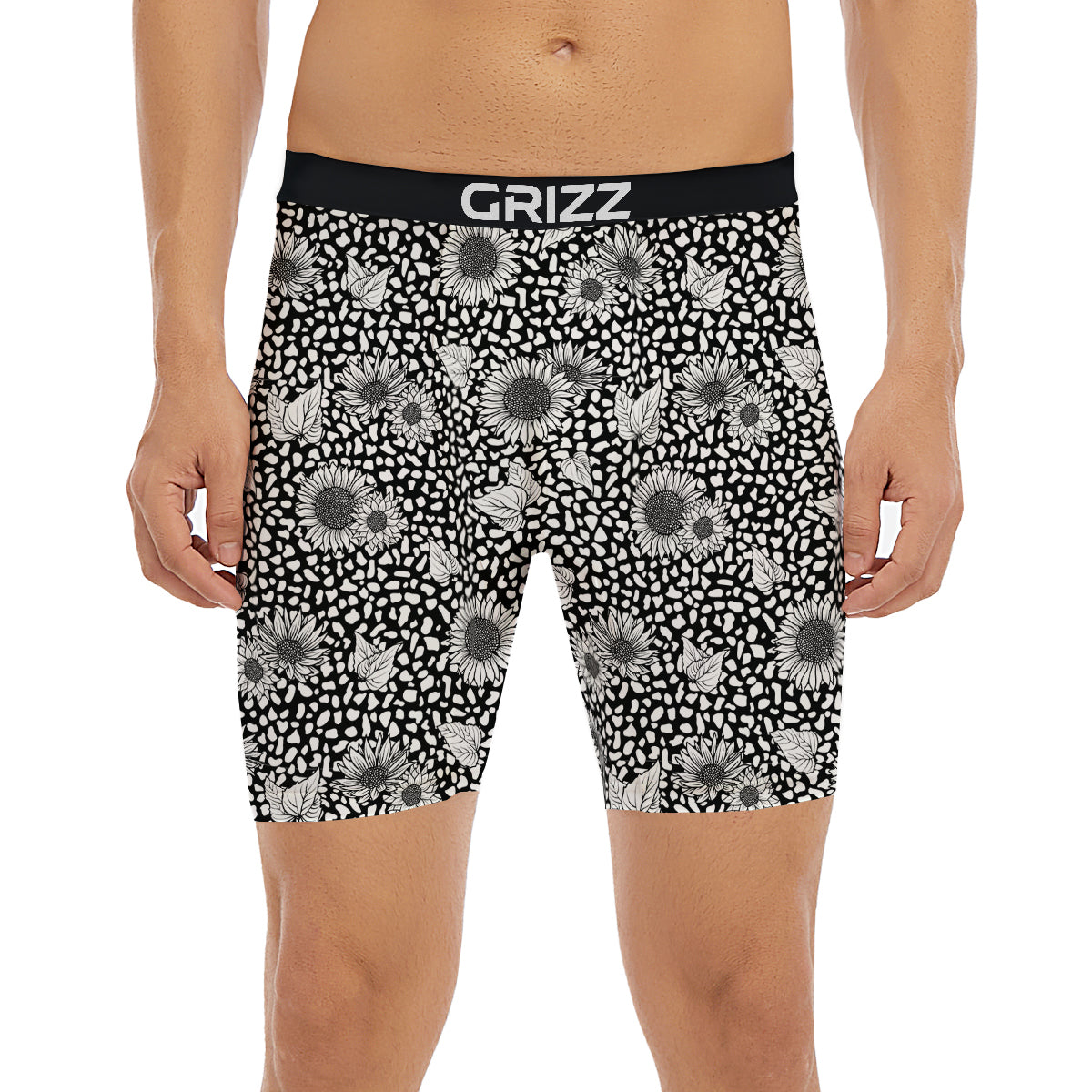 Sunflower White And Black Print Pattern Boxer Briefs-grizzshop