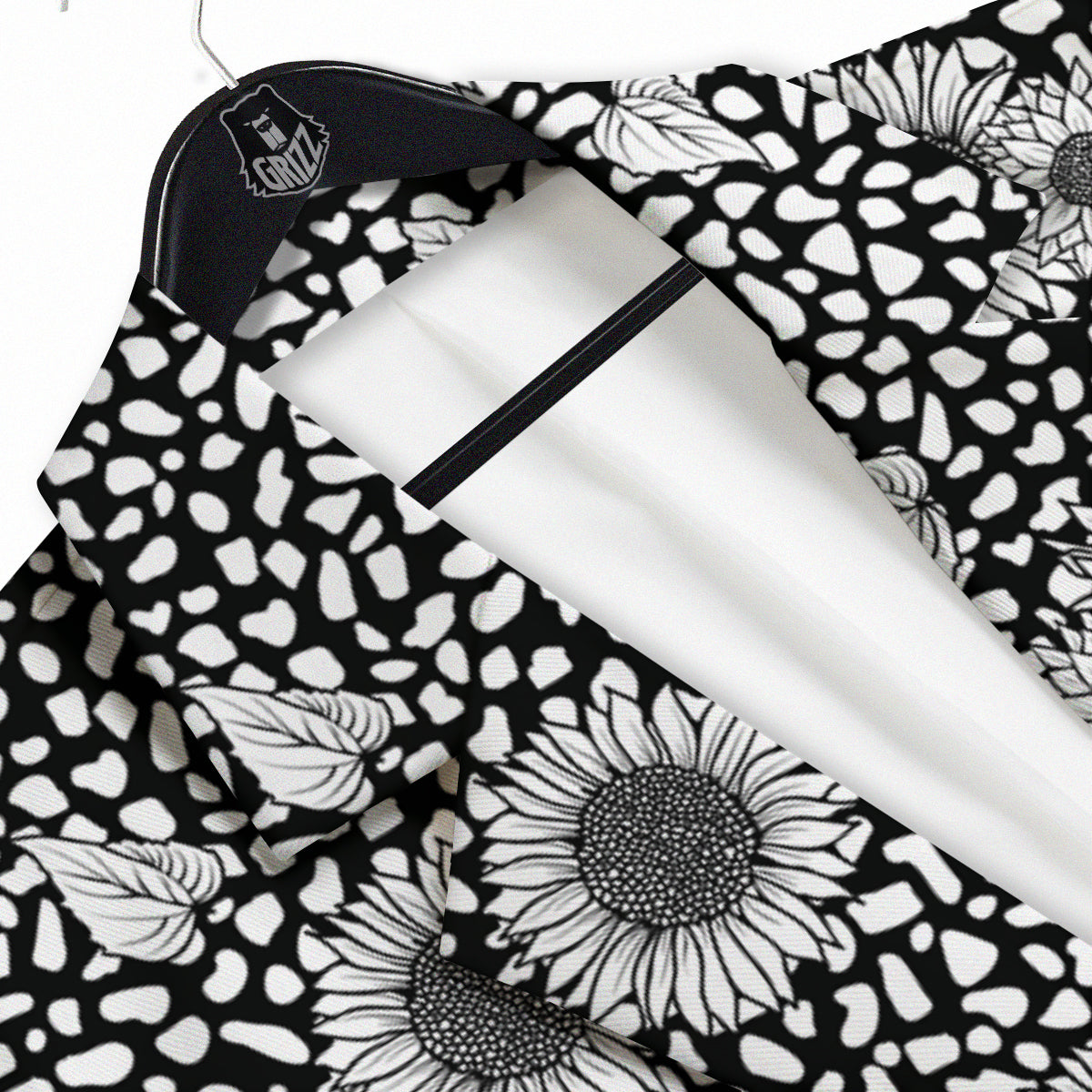 Sunflower White And Black Print Pattern Men's Sport Coat-grizzshop