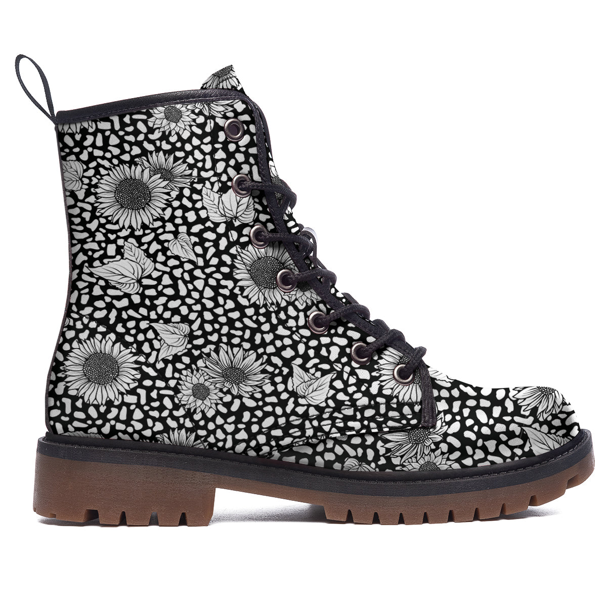 Sunflower White And Black Print Pattern Work Boots-grizzshop