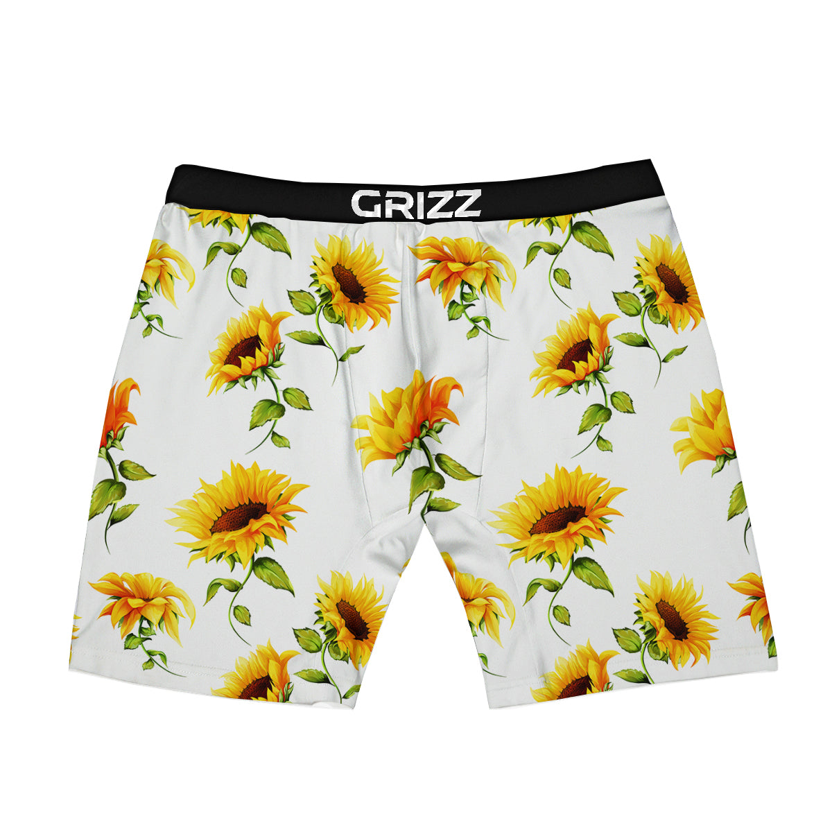 Sunflower White Watercolor Print Pattern Boxer Briefs-grizzshop
